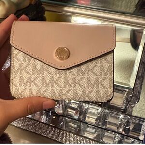 Michael Kors Blush Pink and Cream Monogram Card Case